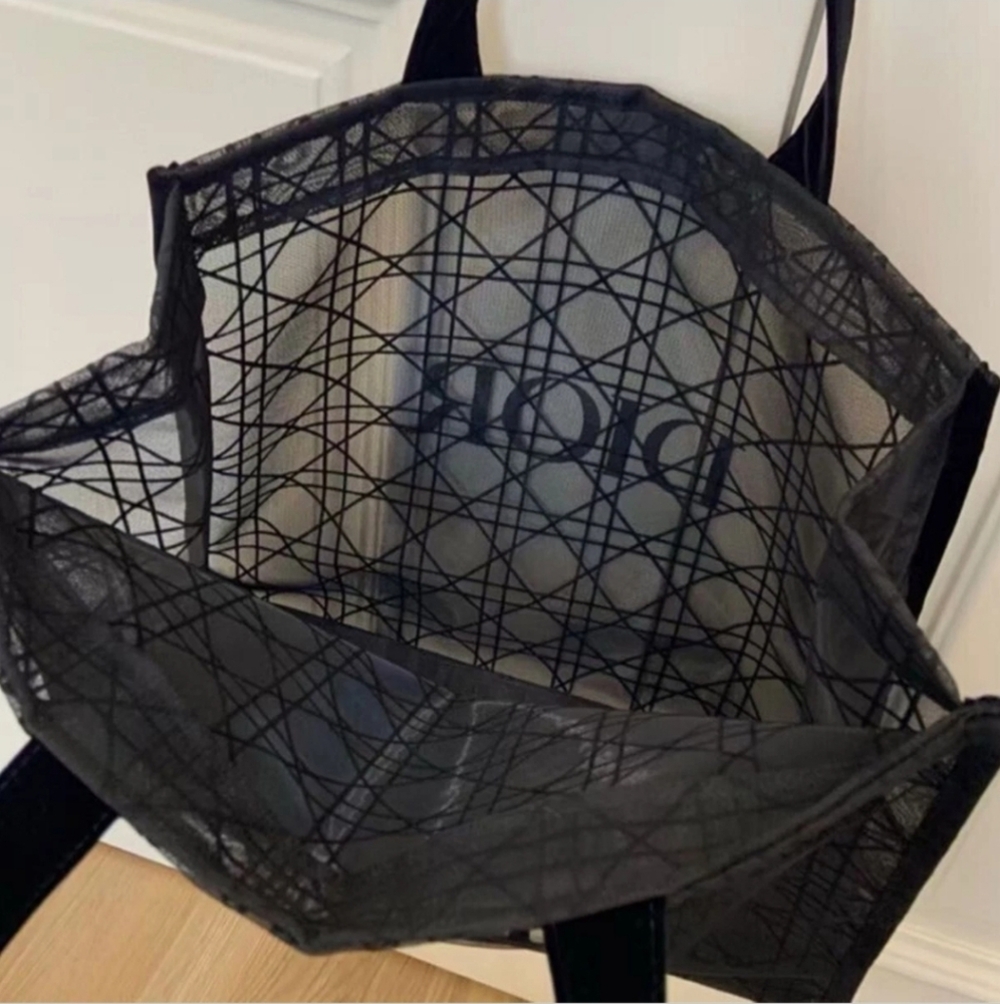 DIOR Black Lace Mesh Cannage Pattern Tote Bag, GWP, New! - Picture 4 of 9